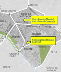Mapa ubicación centros deportivos